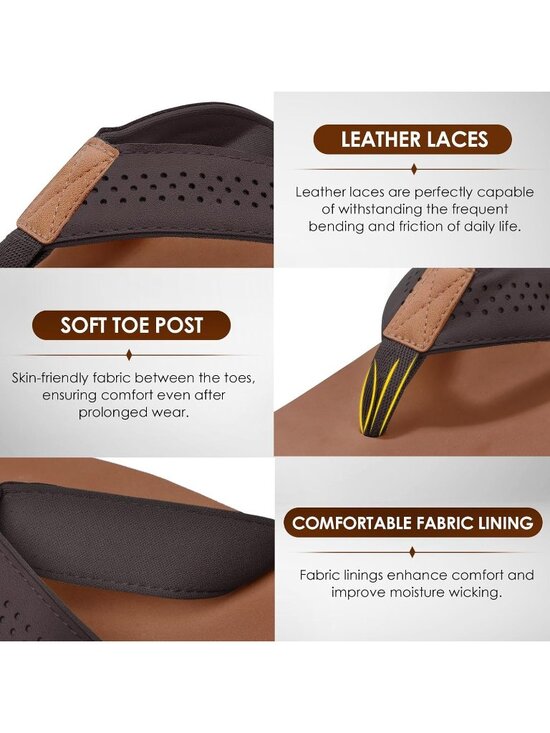 Men\'s Brown Flip Flops With Arch Support Comfortable Yoga Mat Sandals Casual main image 5